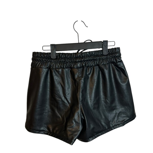 Rewash Black Faux Leather Drawstring Shorts - Picture 2 of 3